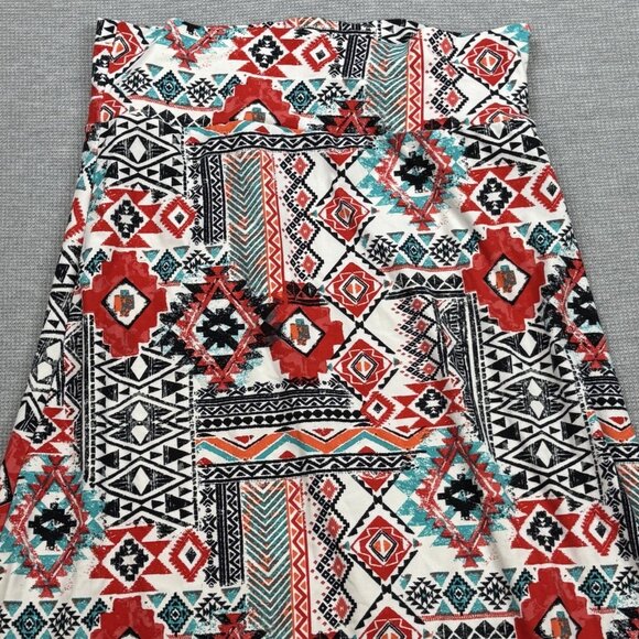 Rue 21 Womens Size XL Multicolor Aztec Print Maxi Skirt Stretch Wide Waistband - Picture 5 of 14